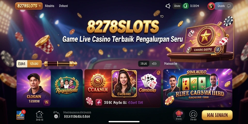 Screenshot gameplay <strong>8278SLOTS</strong> yang menunjukkan dealer profesional dan antarmuka permainan yang menarik.