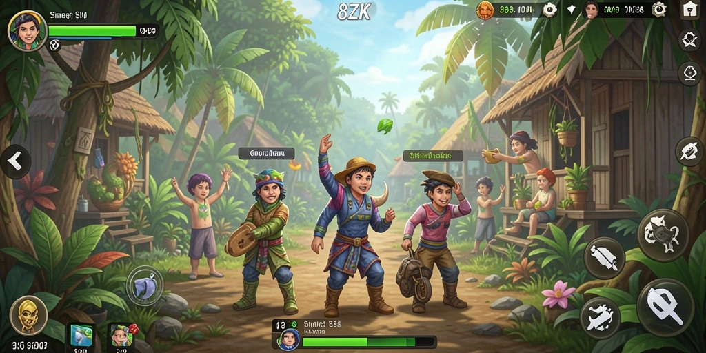 Screenshot exciting dari gameplay 8ZK yang menampilkan interaksi karakter.