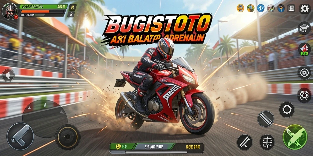 Tampilan aksi balap motor yang mendebarkan dalam BUGISTOTO.