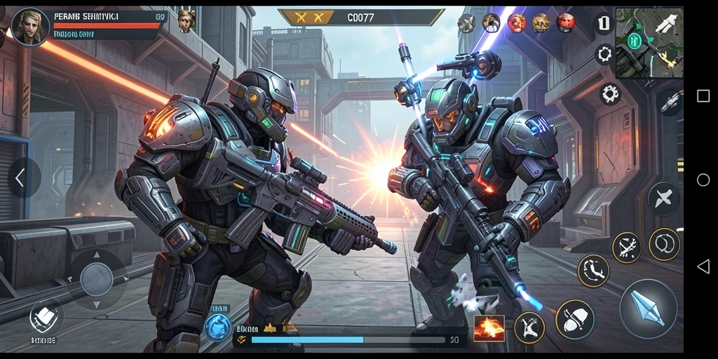 Tampilan menakjubkan gameplay C0077 dengan aksi seru FPS.