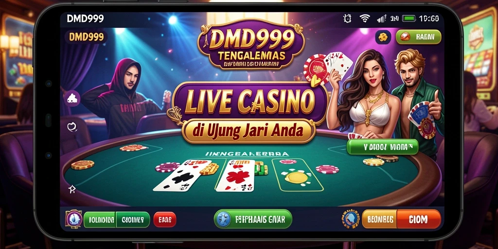 Gameplay Live Casino DMD999 dengan dealer profesional dan meja permainan.