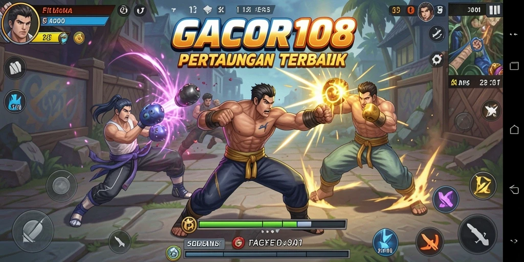 Tampilan seru dari gameplay GACOR108 saat bertarung di arena.