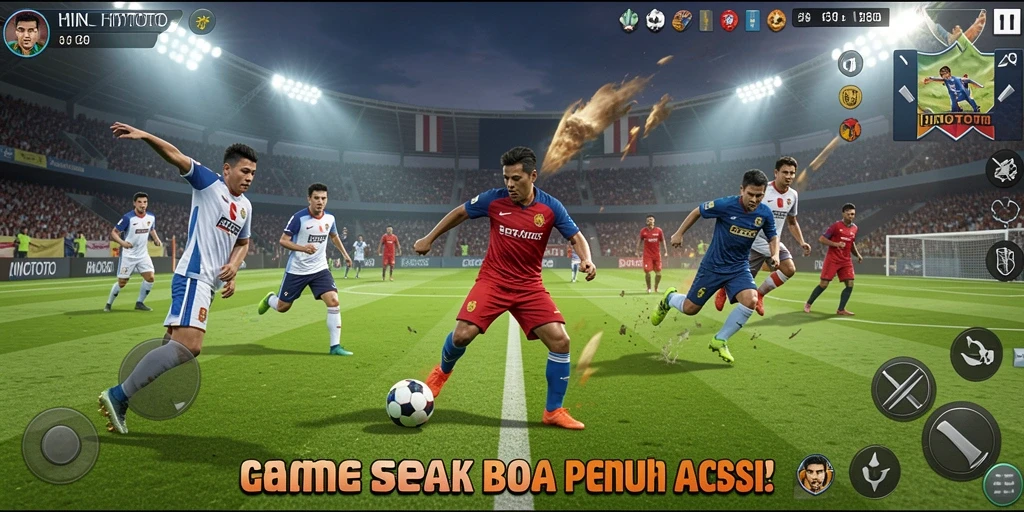 Tampilan gameplay HINOTOTO yang mendebarkan dalam aksi sepak bola.