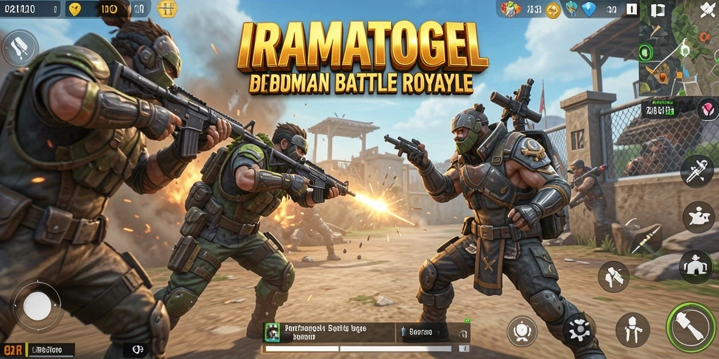 Screenshot IRAMATOGEL menampilkan aksi intens dalam pertarungan Battle Royale.