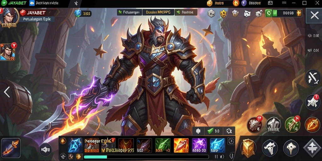 Tampilan epik dari gameplay JAYABET dengan karakter dan dunia fantastis.