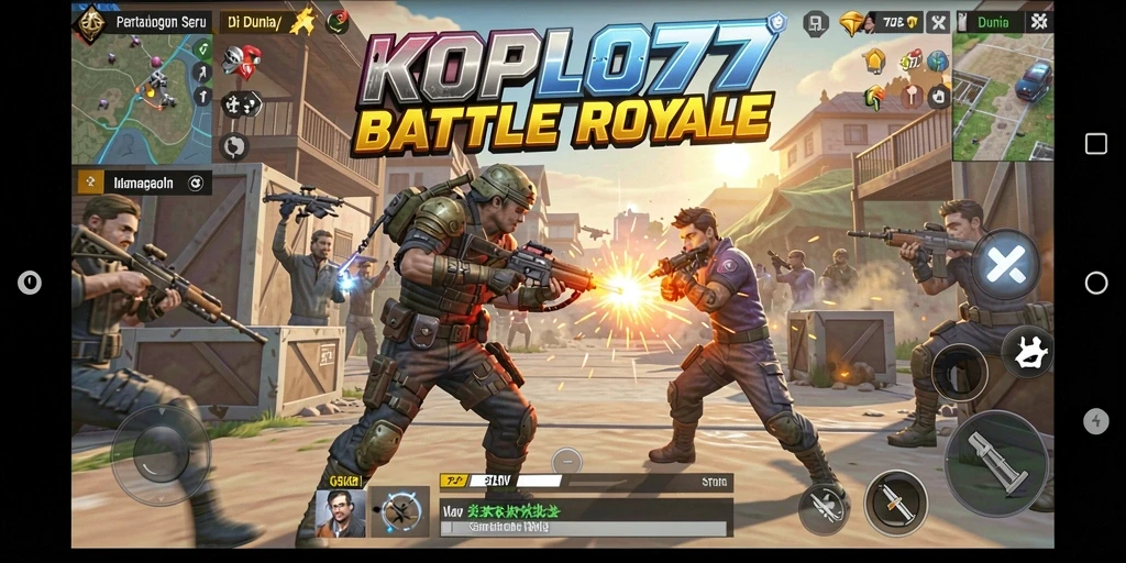 Tangkapan layar gameplay KOPLO77 yang menampilkan aksi pertarungan Battle Royale.
