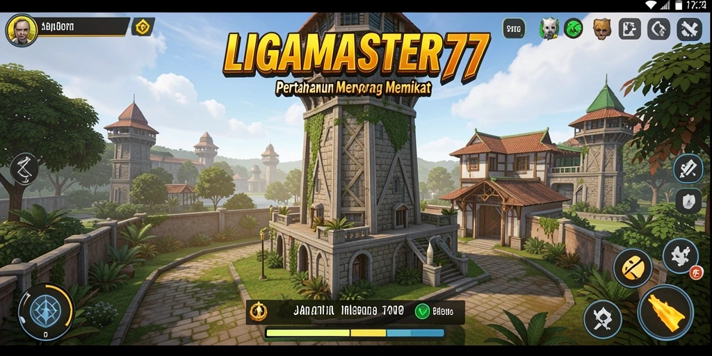 Tampilan gameplay menara pertahanan yang mendebarkan di LIGAMASTER77.