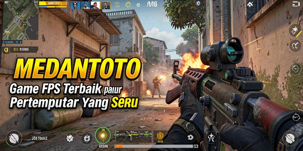 Menampilkan gameplay intens dalam pertempuran FPS yang seru.