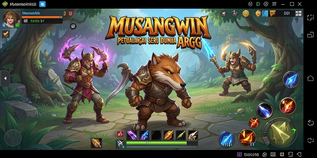 Tangkapan layar gameplay MUSANGWIN yang menunjukkan pertarungan yang mendebarkan.