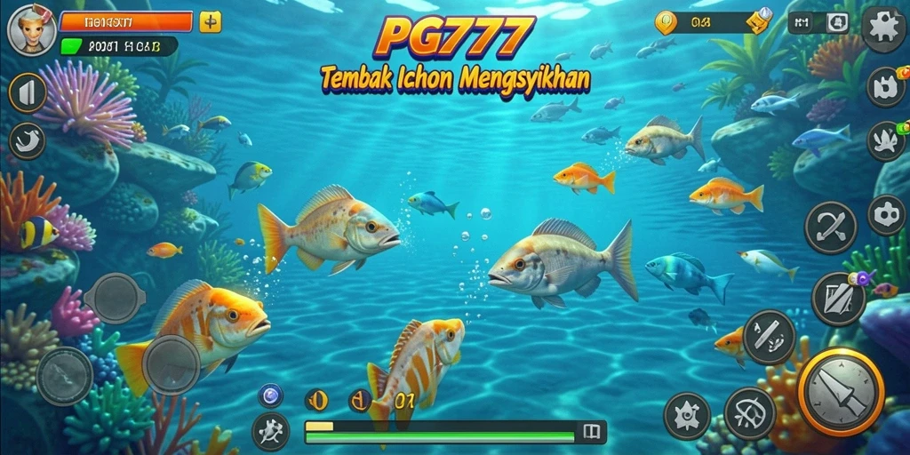 Gameplay PG777 menembak ikan yang seru dan menantang.