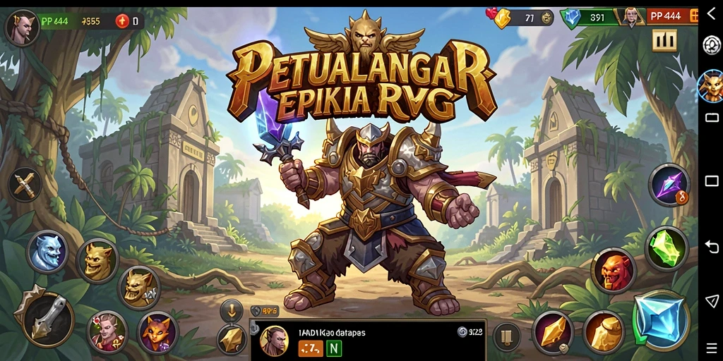 Screenshot gameplay PP444 menampilkan pertarungan epik dalam dunia RPG.