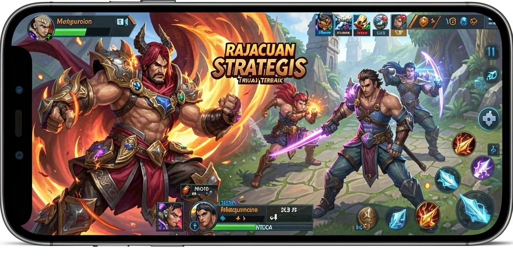 Tangkapan layar gameplay menarik dari RAJACUAN dengan banyak aksi karakter.