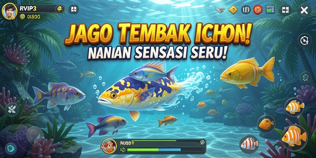 Tampilan seru gameplay Tembak Ikan RVIP3 yang penuh aksi.