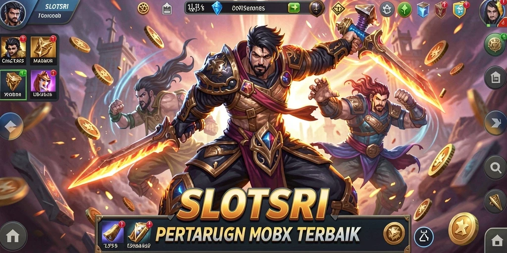 Tangkapan layar SLOTSRI menampilkan aksi seru dalam pertempuran MOBA.