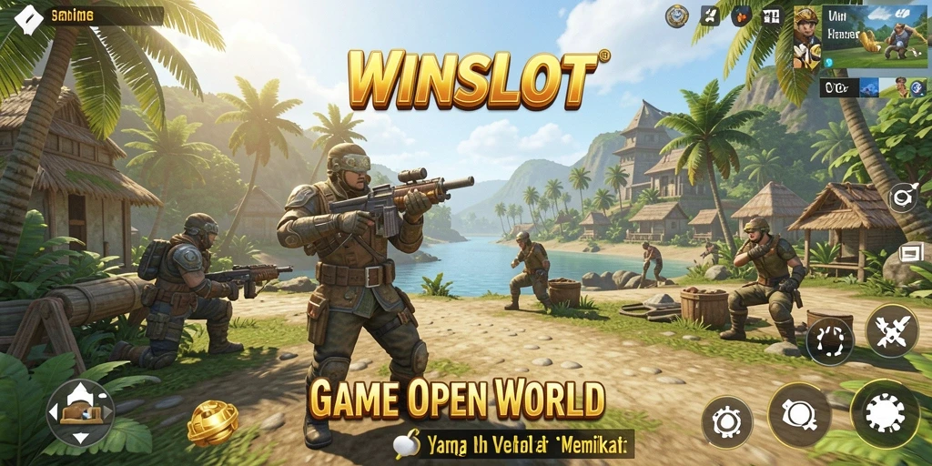 Screenshot gameplay WINSLOT menunjukkan dunia terbuka yang luas dan indah.